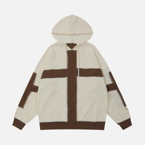cross patchwork hoodie urban & dynamic cross design 1103