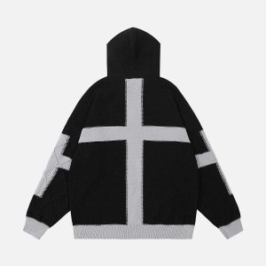 cross patchwork hoodie urban & dynamic cross design 4644