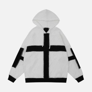 cross patchwork hoodie urban & dynamic cross design 5668