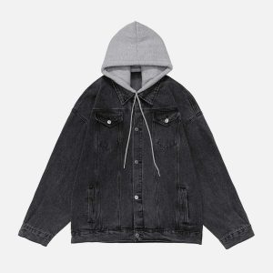custom denim jacket with detachable hood solid & chic 1242