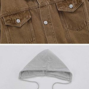 custom denim jacket with detachable hood solid & chic 8526