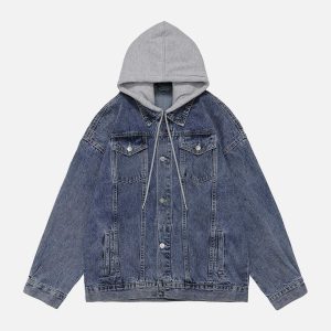 custom denim jacket with detachable hood solid & chic 8751