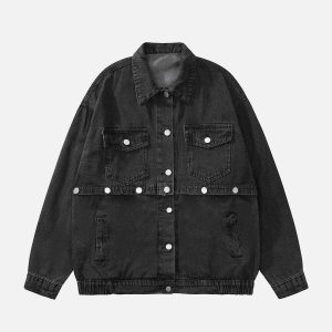 custom patchwork denim jacket detachable design 3152