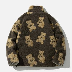 cute & reversible sherpa bear coat   youthful style 5048