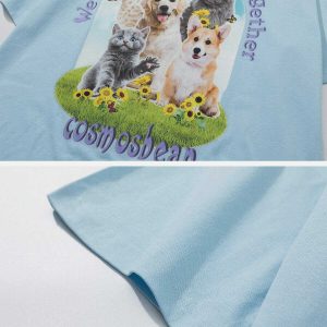 cute & youthful animal print tee   streetwear charm 3710