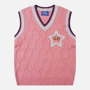 cute & youthful friendship sweater vest   trendy y2k vibe 2148