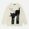 cute cat jacquard sweater   chic & youthful urban style 6211