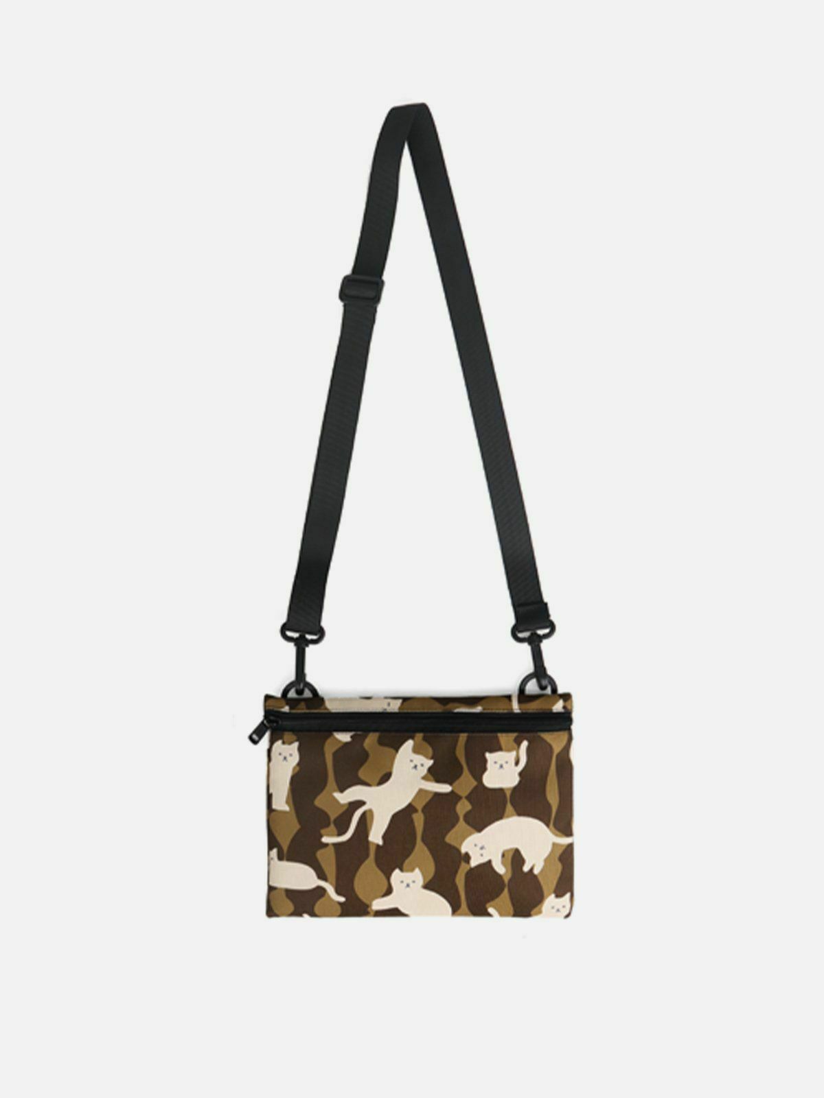 cute cat print crossbody bag   quirky & chic urban accessory 3697