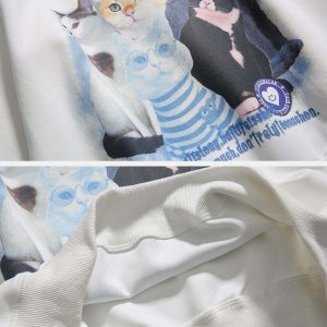 cute cat print sweatshirt   chic & youthful urban style 6072
