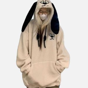 cute dog ear hoodie   youthful & quirky streetwear essential 6281
