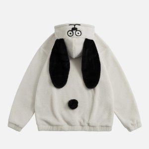 cute dog ear hoodie   youthful & quirky streetwear essential 6350