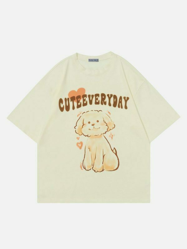 cute dog print tee   playful & trendy canine fashion 7521