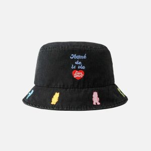 cute embroidered bear hat   youthful & trendy accessory 3549