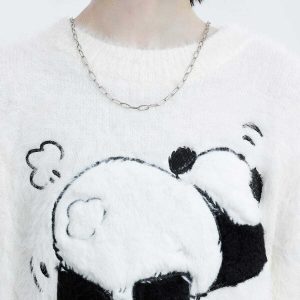 cute panda sweater   youthful & quirky streetwear charm 8924