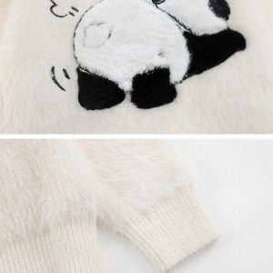 cute panda sweater   youthful & quirky streetwear charm 8980