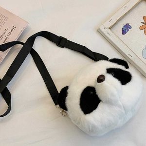 cute plush panda bag   youthful & quirky streetwear charm 3524