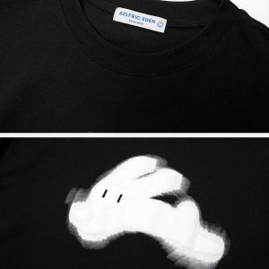 cute rabbit foam print tee   youthful & trendy streetwear 5937