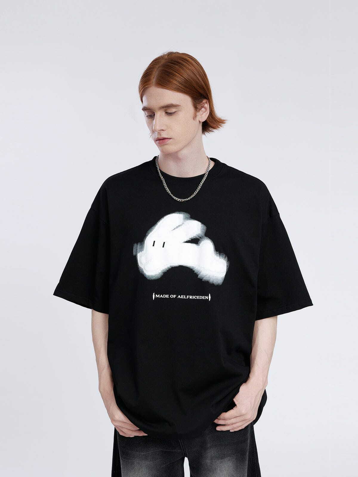 cute rabbit foam print tee   youthful & trendy streetwear 8005