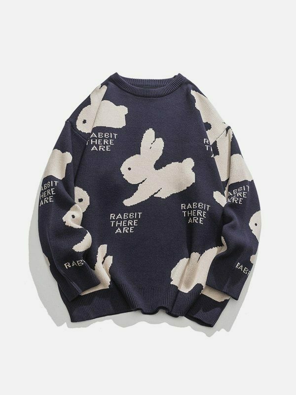 cute rabbit sweater quirky & youthful streetwear 5500