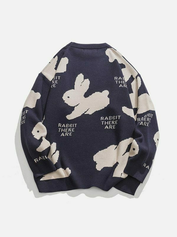 cute rabbit sweater quirky & youthful streetwear 6813