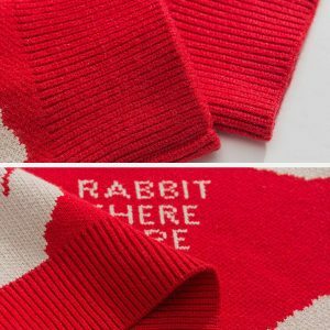 cute rabbit sweater quirky & youthful streetwear 6865