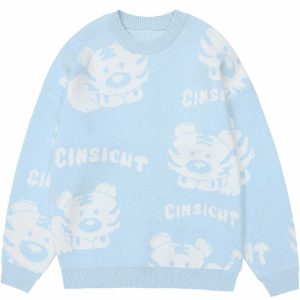 cute tiger sweater knit design youthful & trendy appeal 3748