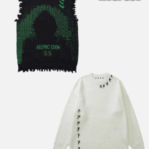 cyberpunk sweater vest dynamic dot matrix design 7781