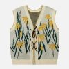 daisies lace up sweater vest floral chic 8572