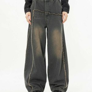 deconstructed loose jeans edgy & youthful streetwear 5605