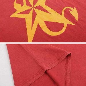 demon star print t shirt youthful & bold streetwear icon 2680