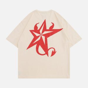 demon star print t shirt youthful & bold streetwear icon 6342