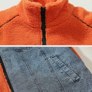 denim & sherpa paneled coat iconic winter style 5531