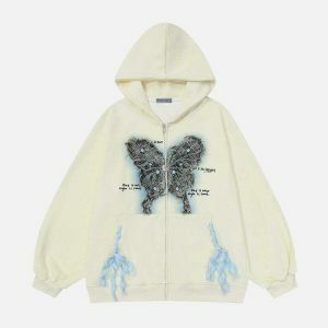 denim butterfly hoodie youthful & chic streetwear staple 2053