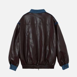 denim patchwork jacquard jacket   urban & trendy crafted style 7959