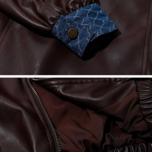 denim patchwork jacquard jacket   urban & trendy crafted style 8561