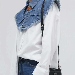 denim shawl shirt with long sleeves   chic & crafted style 2051