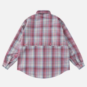 detachable plaid shirt youthful & dynamic streetwear 8513