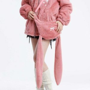 detachable rabbit hatbag sherpa jacket   quirky & luxurious urban outerwear 5120