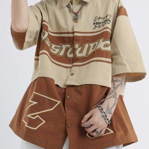 detachable short sleeve shirt   chic & versatile streetwear 4574