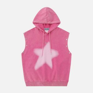 detachable sleeve star washed hoodie   edgy streetwear essential 8709
