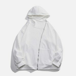 diagonal placket hoodie urban streetwear essential 1050