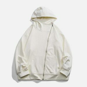 diagonal placket hoodie urban streetwear essential 2195