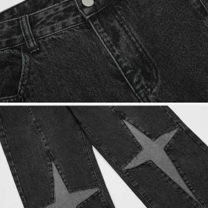 diamond star applique jeans   edgy & retro streetwear 1514