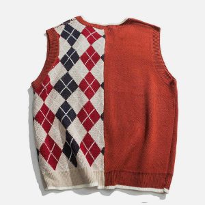 diamond stitch sweater vest   chic & crafted design 1488