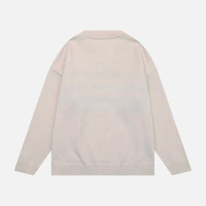 digital jacquard sweater with fringe youthful & chic 2810