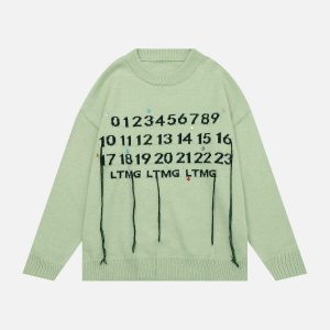 digital jacquard sweater with fringe youthful & chic 6752