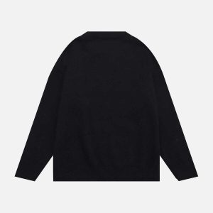 digital jacquard sweater with fringe youthful & chic 8230