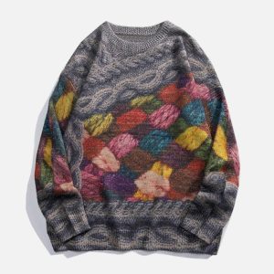 dimensional print sweater youthful & crafted design 5731