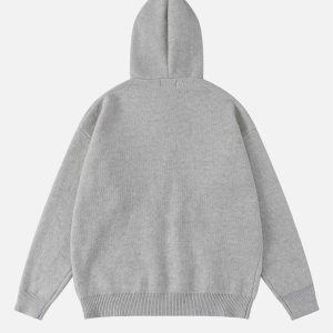 distressed knit hoodie   edgy urban streetwear staple 4389
