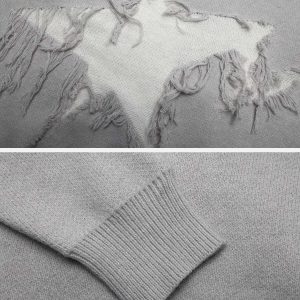 distressed knit hoodie   edgy urban streetwear staple 4896
